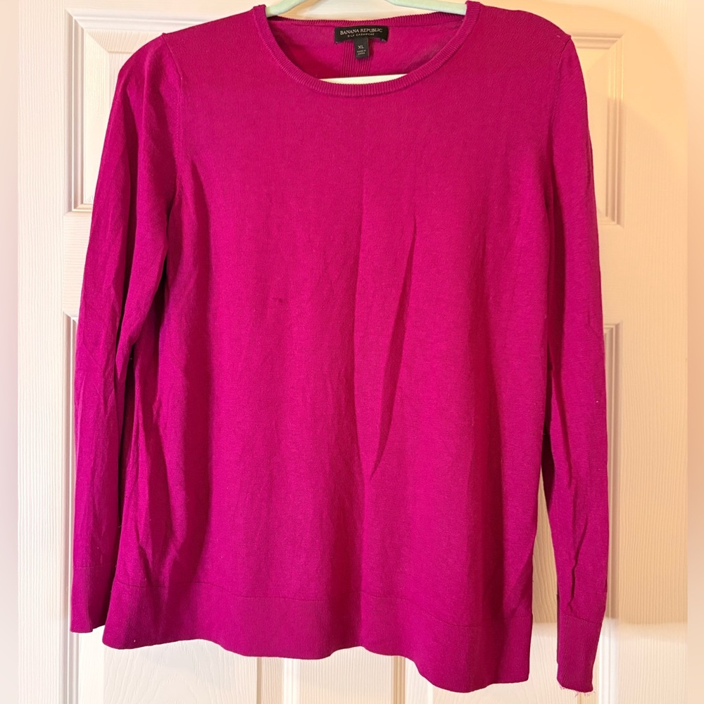 Banana Republic Fuchsia Purple Silk Cashmere Long Sleeve Top